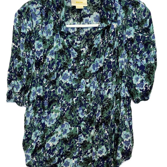 Maeve By Anthropologie Maka Watercolor Printed Top sz 8 - Picture 10 of 11